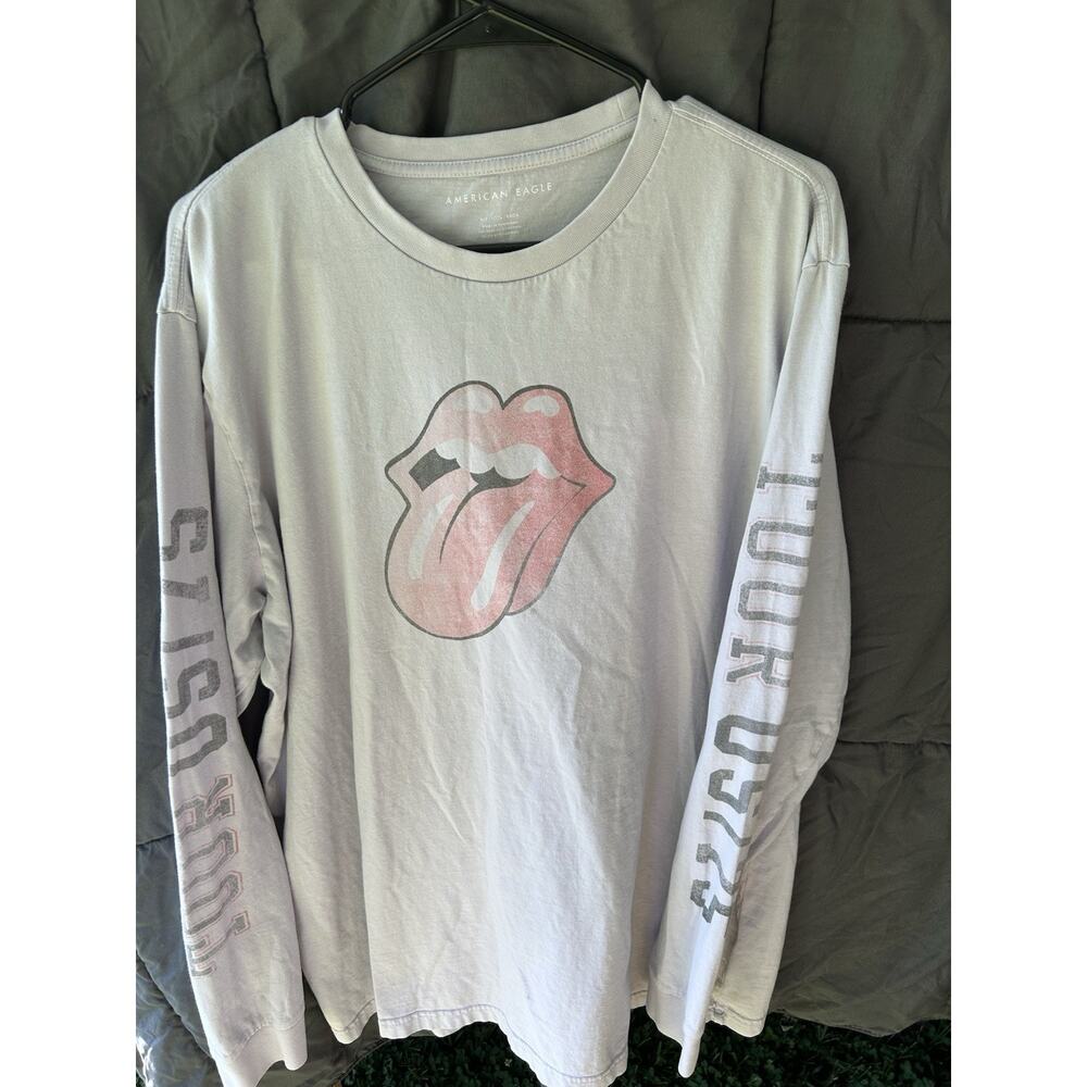 American Eagle AE Men's Rolling Stones Long-Sleeve Graphic T-Shirt Xlt